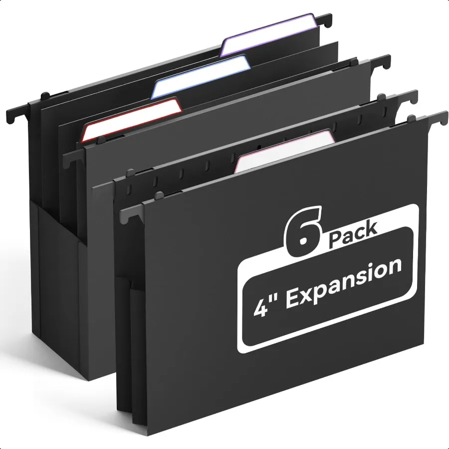

Plastic High Capacity Hanging File FoldersHeavy Duty 4Expansion Accordian Pocket Staggered Tabs with Movable Dividers Extra Wid