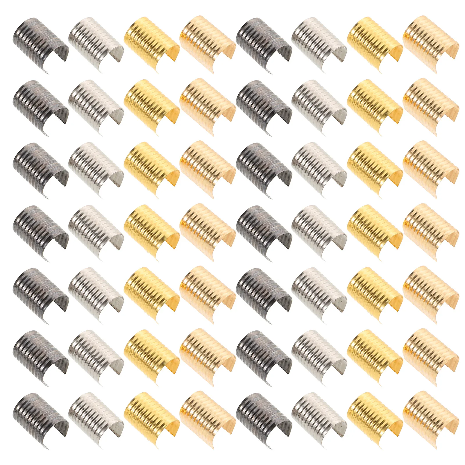 

240 Pcs Tassel Tail Clamp Cylindrical Crimping Beads Ribbon Alloy Rope End Lock