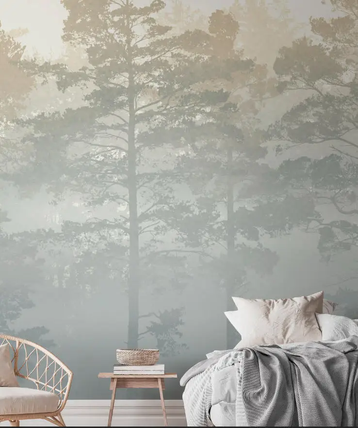 Custom Photo Wallpaper Retro Hand Painted Black And White Forest Tree Elk Mural Living Room TV Sofa Painting Papel De Parede