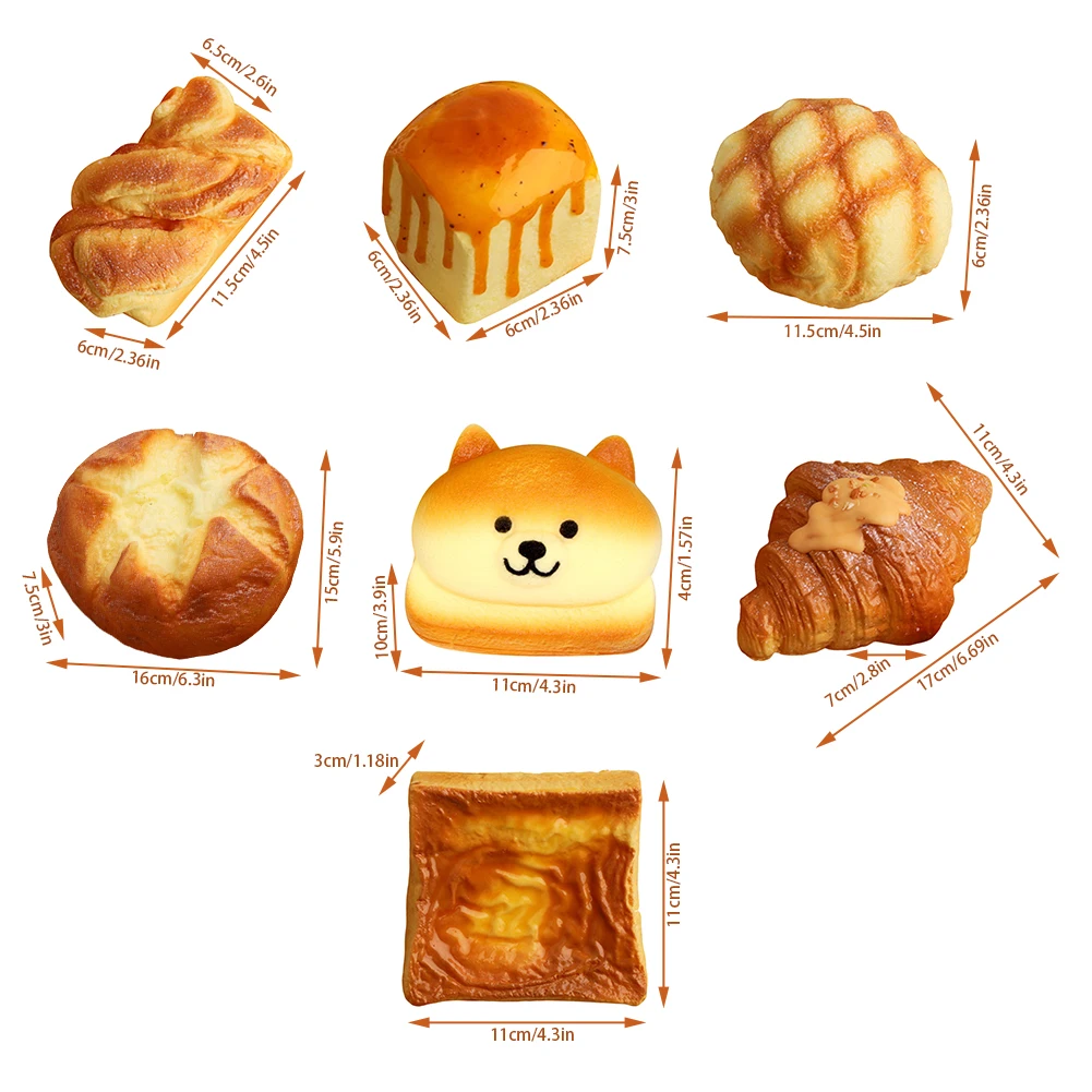 Jouet de décompression de pain, Toasts doux, Squishies en forme de pain, jouet pour adultes et enfants
