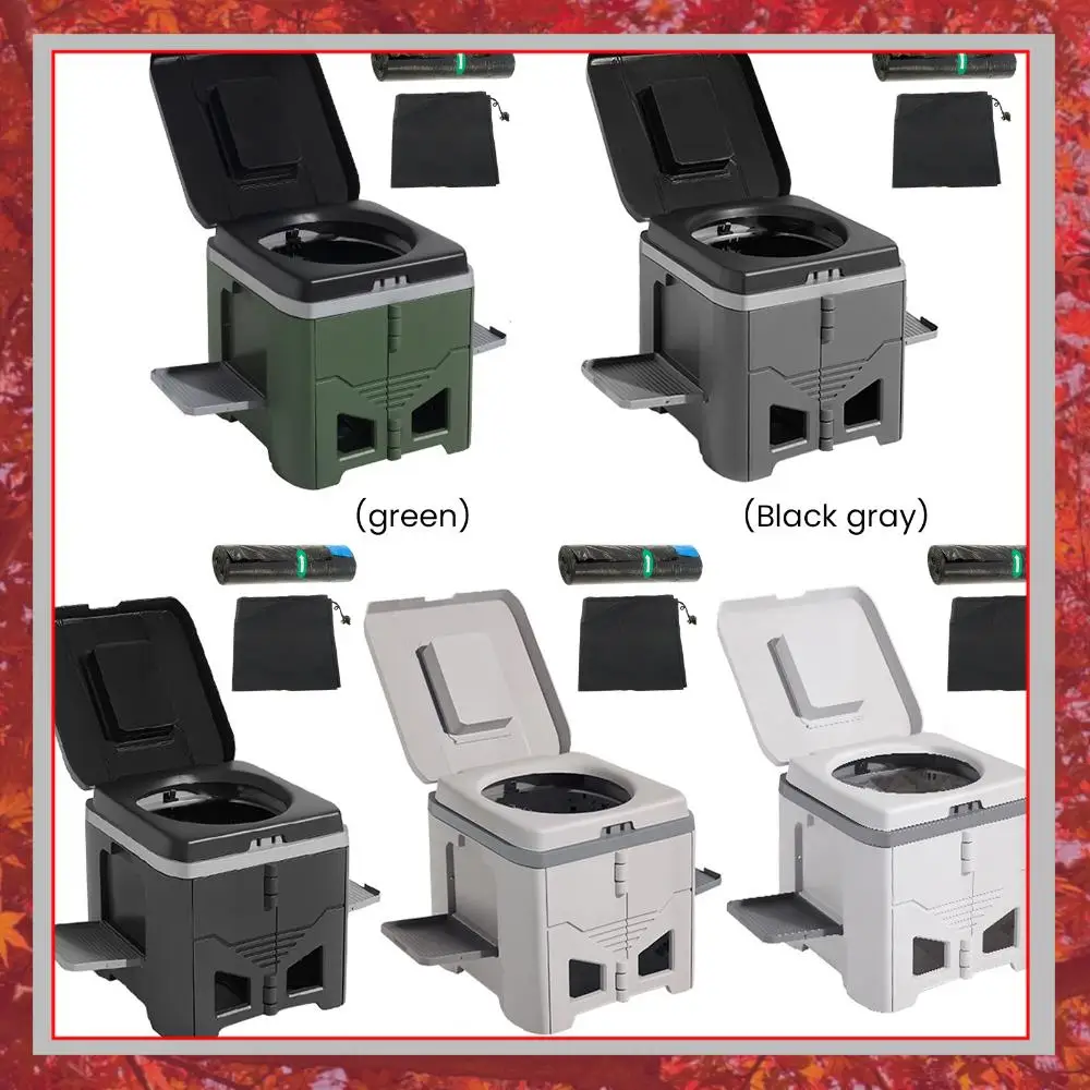 

Portable Toilet w/ Lid and Carry Bag Foldable Travel Potty 150KG Capacity Camping Toilets for Hiking Beach Car Truck RV