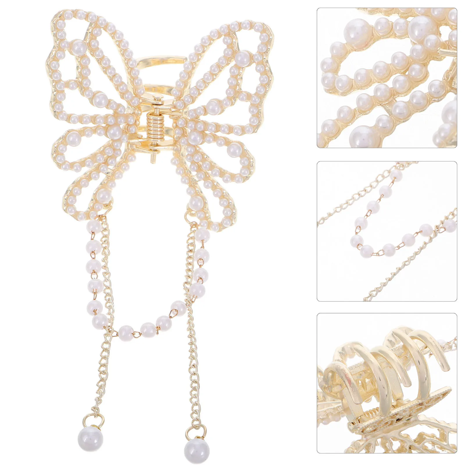 

Small Butterfly Tassel Pearl Hair Claw Clip Elegant Design Luxury Hair Accessories Trendy Style for Women Formal Casual