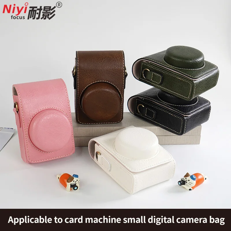 Camera Bag Buffalo Pattern Leather Portable Storage Bag with Camera Strap for Canon SX730 Sony ZV1 Nikon S6000 Lumix LX10 GR 2 3