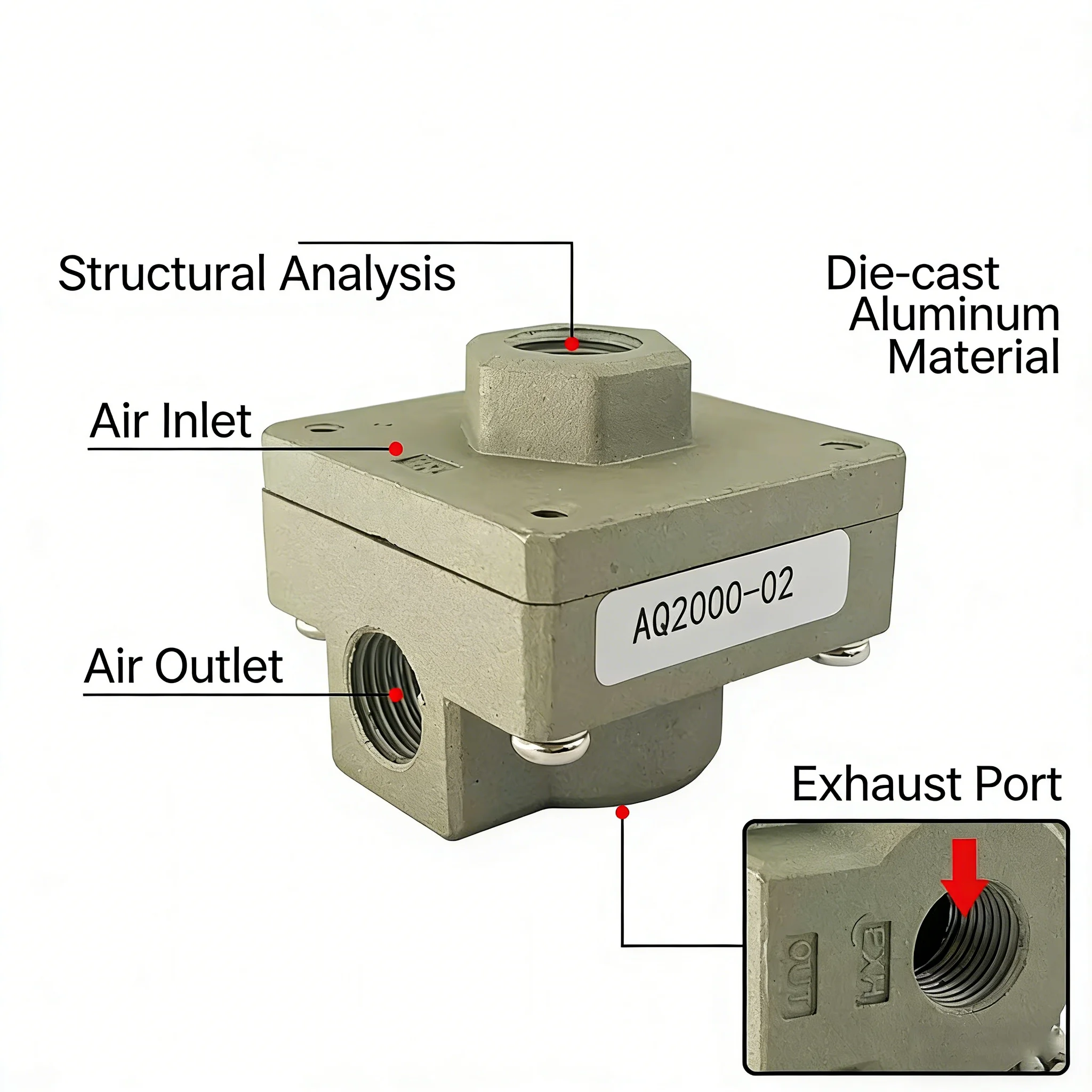 Quick Exhaust Valve Quick Exhaust Cylinder Exhaust Pneumatic Quick Release Valve AQ2000-02-01/3000-03-02/5000