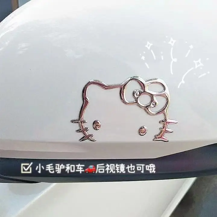 Kitty Silver Stickers, Cartoon 3D Stereo Anime Stickers for Phones, Laptops and Cars, PVC Material 10 pieces