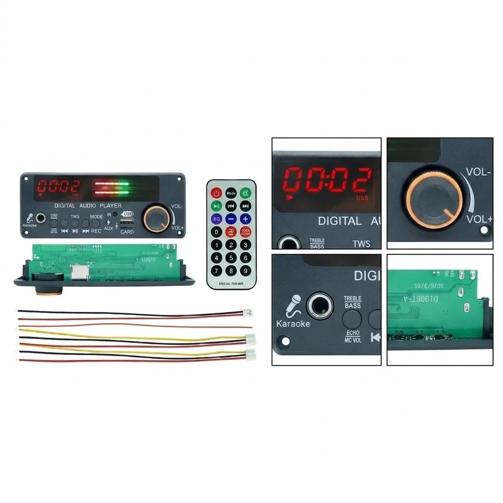 D189BT Audio Decoder Module PCB 150mm x 60mm x 33mm Black Plastic Housing for Speakers For amplifiers USB TF FM Use