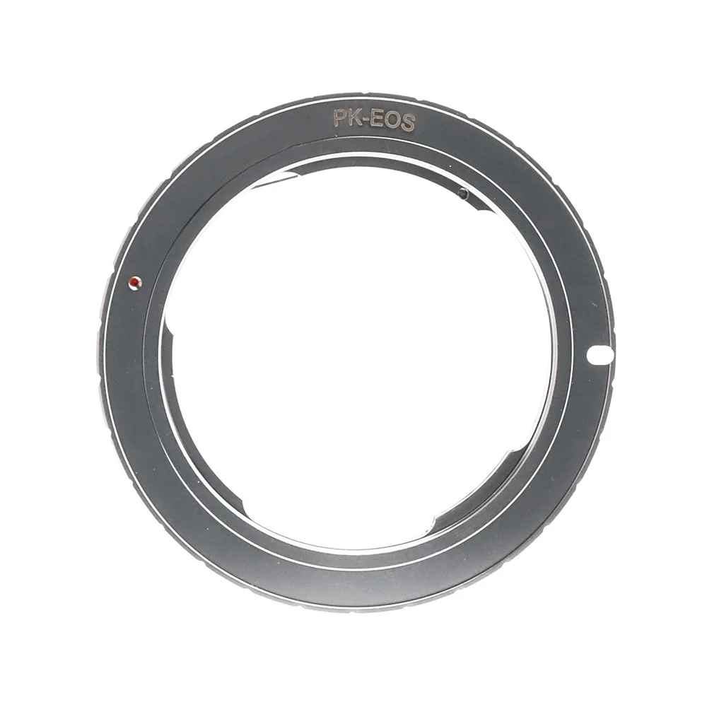 Srebrny adapter mocowania PK-EOS z regulacją ostrości na nieskończoność do obiektywów Pentax PK K na aparaty Canon EOS EF / EF-S