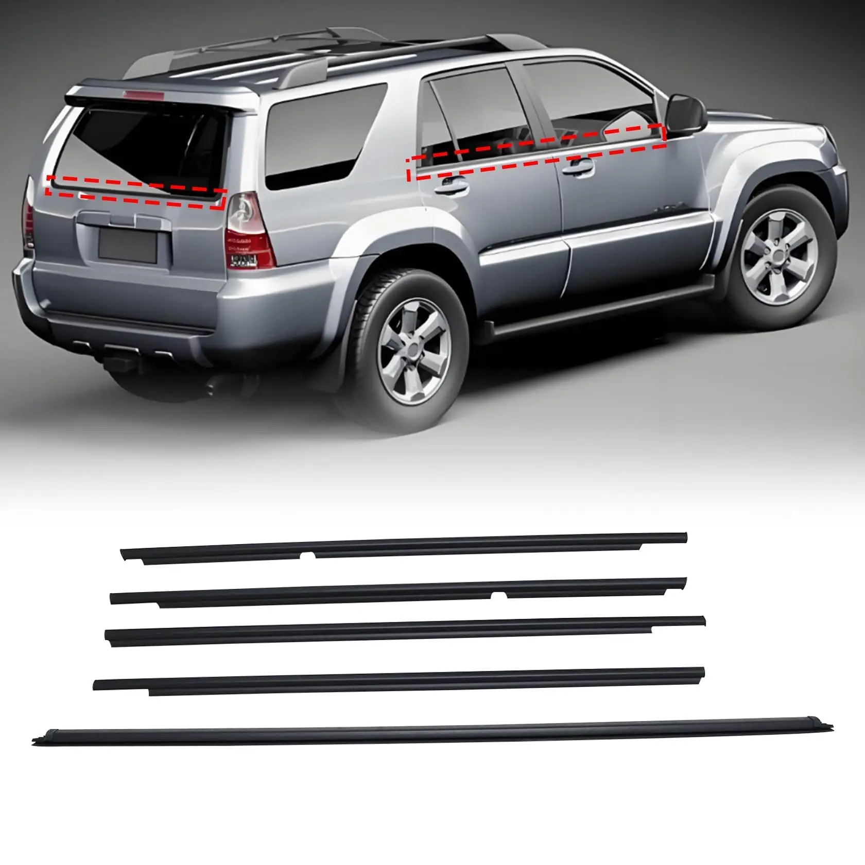 

Window Weatherstrip Seal Belt Kit For Toyota 4Runner 2003-2009 Front Rear Back Door
