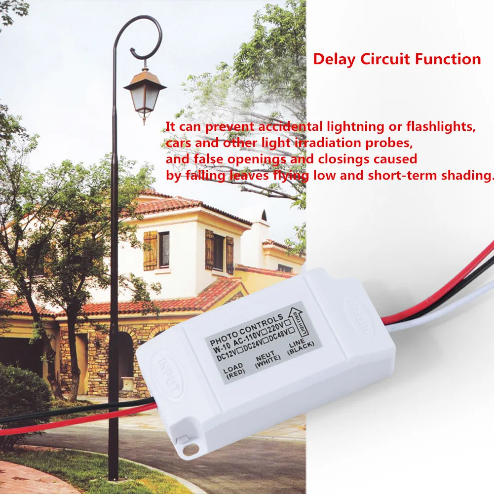 IP44 DC12V 24V AC220V Mini Outdoor Light Control Photo Sensor Switch Rainproof 25A 100W Delay Sensor for Lamps