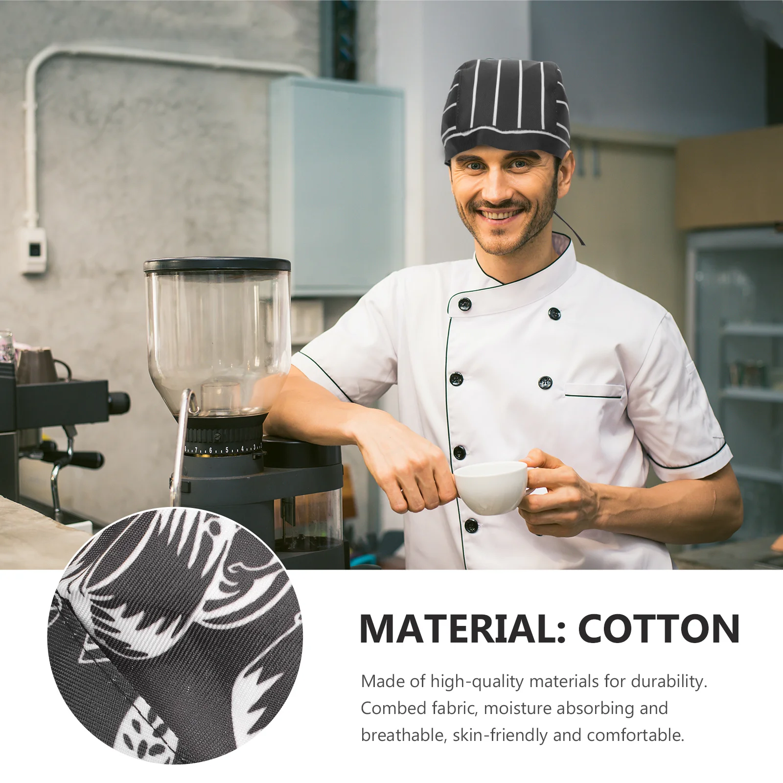 6 pezzi cappelli da cucina da chef berretti da cucina in cotone regolabili unisex cappello uniforme da servizio professionale traspirante per la scuola del ristorante
