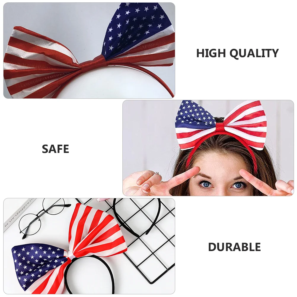 6 uds. Accesorios para el cabello, diadema con bandera americana, diademas para niños y bebés, tocado de satén para fiesta del Día de la independencia