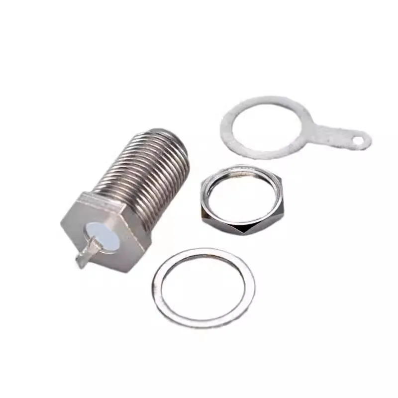 100 unids/lote conector 3F de cobre tipo F conector hembra de mamparo conector de cable de soldadura RF Coaxial F Jack Socket al por mayor