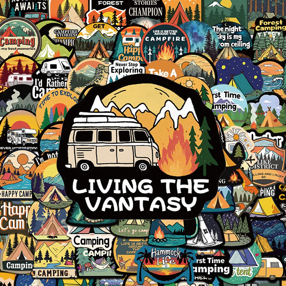 

10/30/50/100pcs Vintage Outdoor Cartoon Graffiti Stickers Forest Camping Hiking Decals Pack DIY Suitcase Helmet Car Cool Sticker