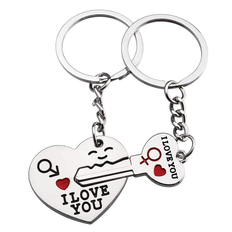 Romantic Couple Love Heart Key Chains Cute Letter Keyrings For Lover's Gift Souvenir Wedding Favors