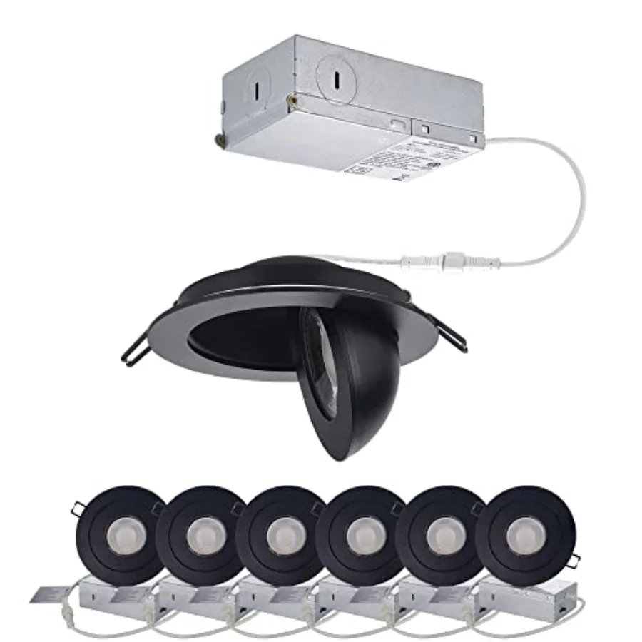 

Gimbal LED Recessed Light 9W 0° Rotation Directional Adjustable Eyeball Sloped Ceiling Recessed Lighting Light Wafer Soffit Ind