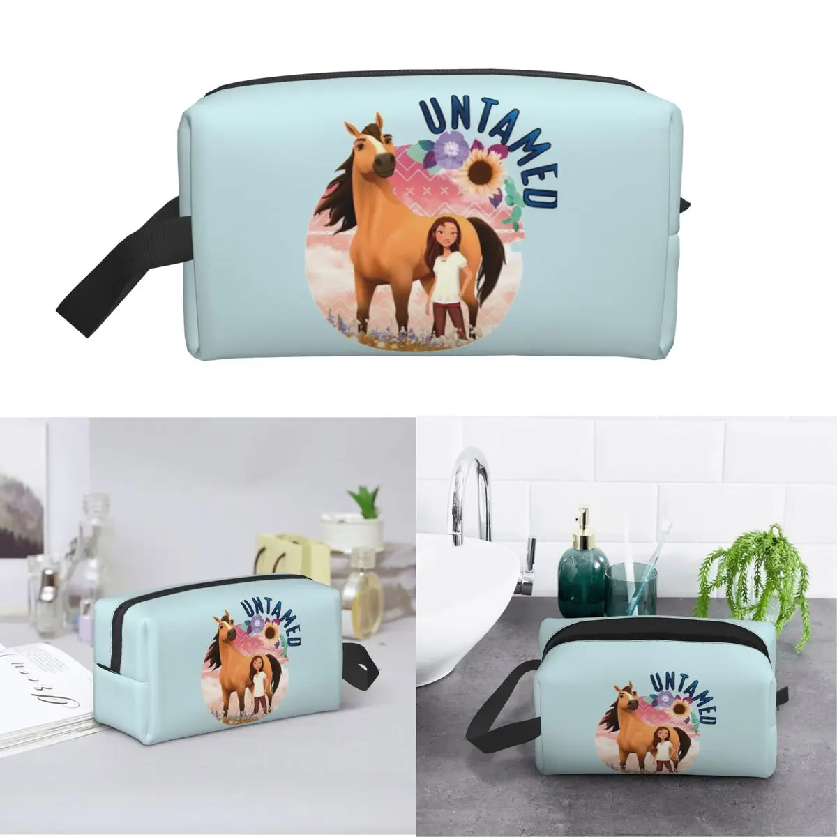 Untamed Spirit Riding Free Makeup Bag Cosmetic Organizer Storage Dopp Kit Toiletry Cosmetic Bag for Women Beauty Travel