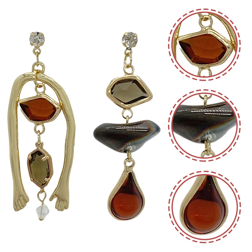 

1 Pair Asymmetrical For Women Trendy Alloy Drop Dangle Ear Jewelry Creative Art Earrings Fashionable Girls Earrings