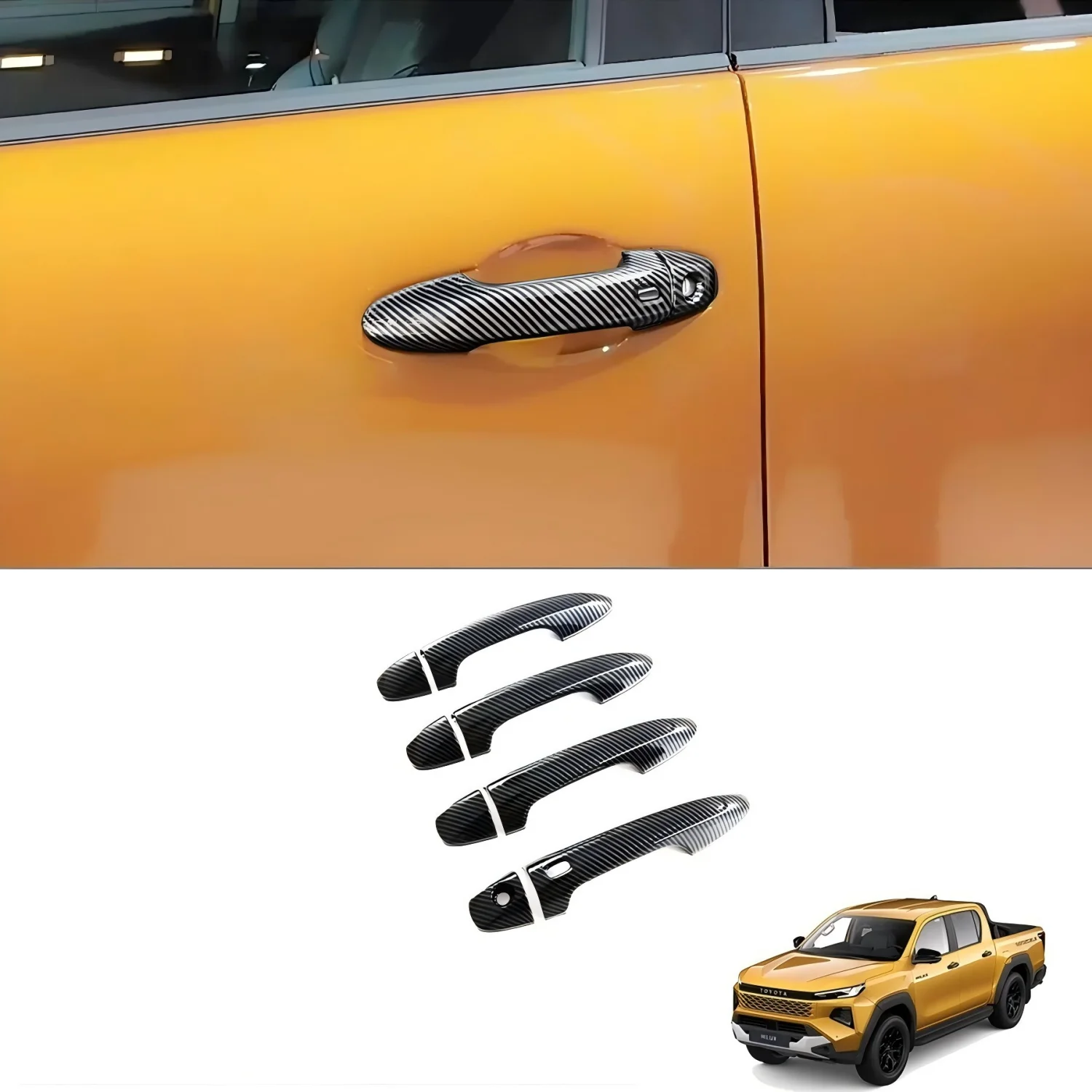 

for Toyota Hilux Fuel Version 2026 ABS Carbon Fiber Door Handle Cover Anti-Scratch ABS Plastic Exterior Protector Self-adhesive