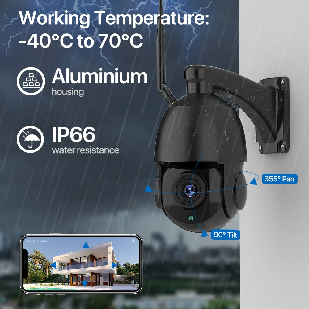 30X Optical Zoom POE PTZ Camera 4K 8MP WIFI IP Camera IR 100m Metal Shell Outdoor 2-Way Audio CCTV Surveillance iCSee