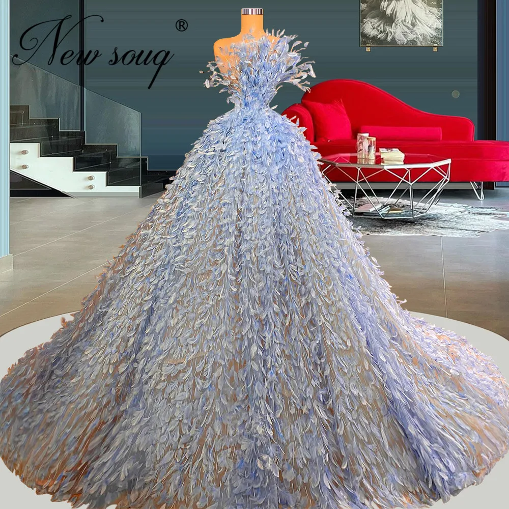 

Gorgeous Two Styles Ball Gown Evening Dresses Handmade Full Feathers Couture Prom Party Gowns 2022 Turkish Dubai Celebrity Dress