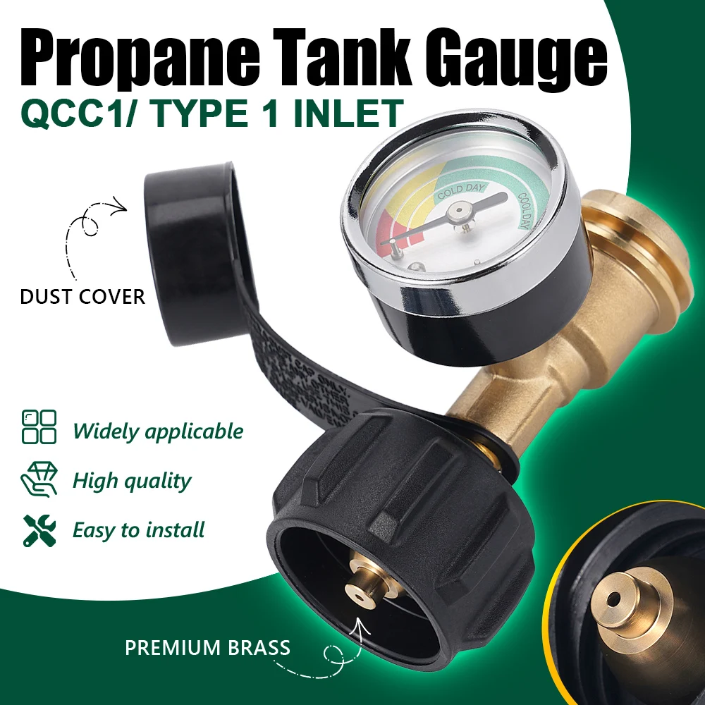 

Gas Pressure Gauge Gas Pressure Gauge QCC Type 1 Converts 5‑40lb Gas Cylinder Interface Pressure Meter Pressure Meter 1pc/2pcs