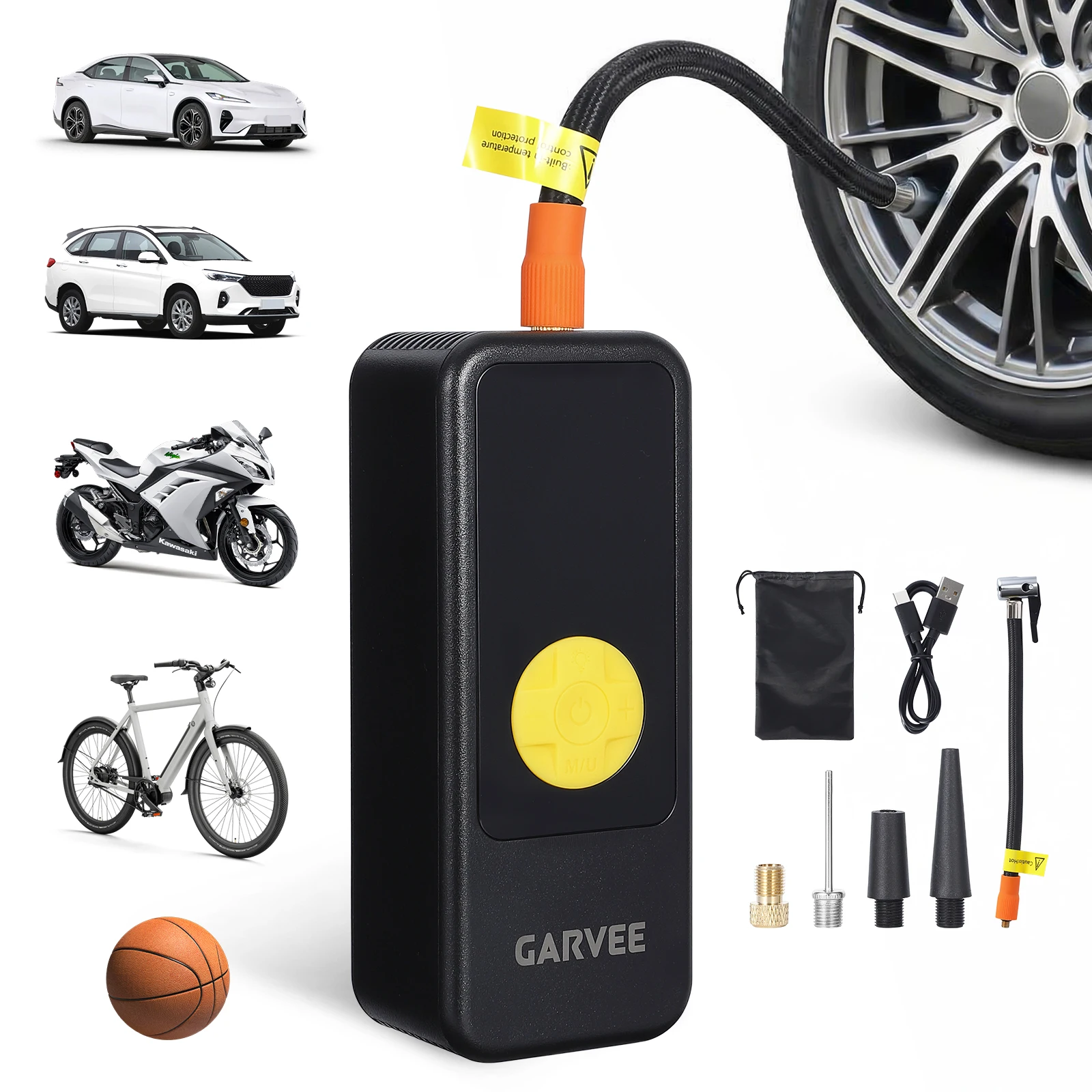 Tire Inflator With Pressure Gauge Auto Stop - Gonfleur de pneus portable, compresseur d’air