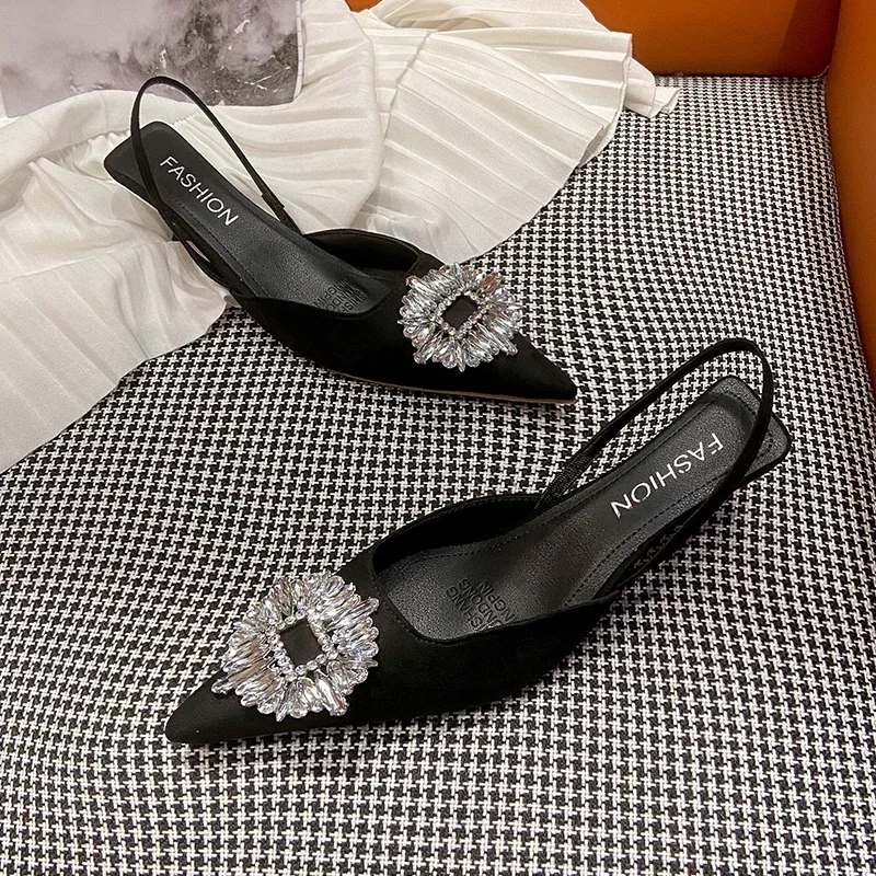 Shoes Women Sandals Pointed Toe Flats Female Shoes Casual Outside Shallow Spring Summer Rhinestones Flat With Ladies Flats Bling image 6