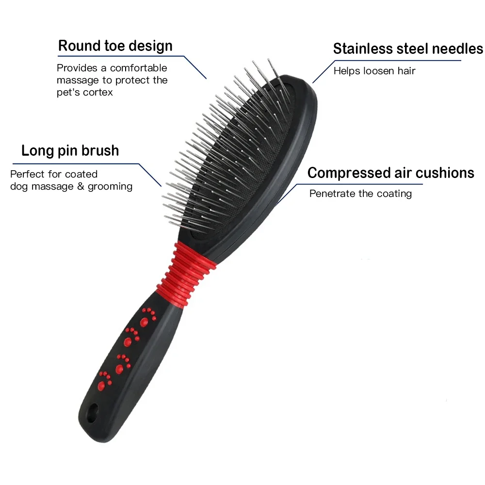 Pin Brush with Air Cushion Stacked Pin Design for Dogs - Removes Loose Hair & Grooming Massage Skin Creating a Soft Coat Shine