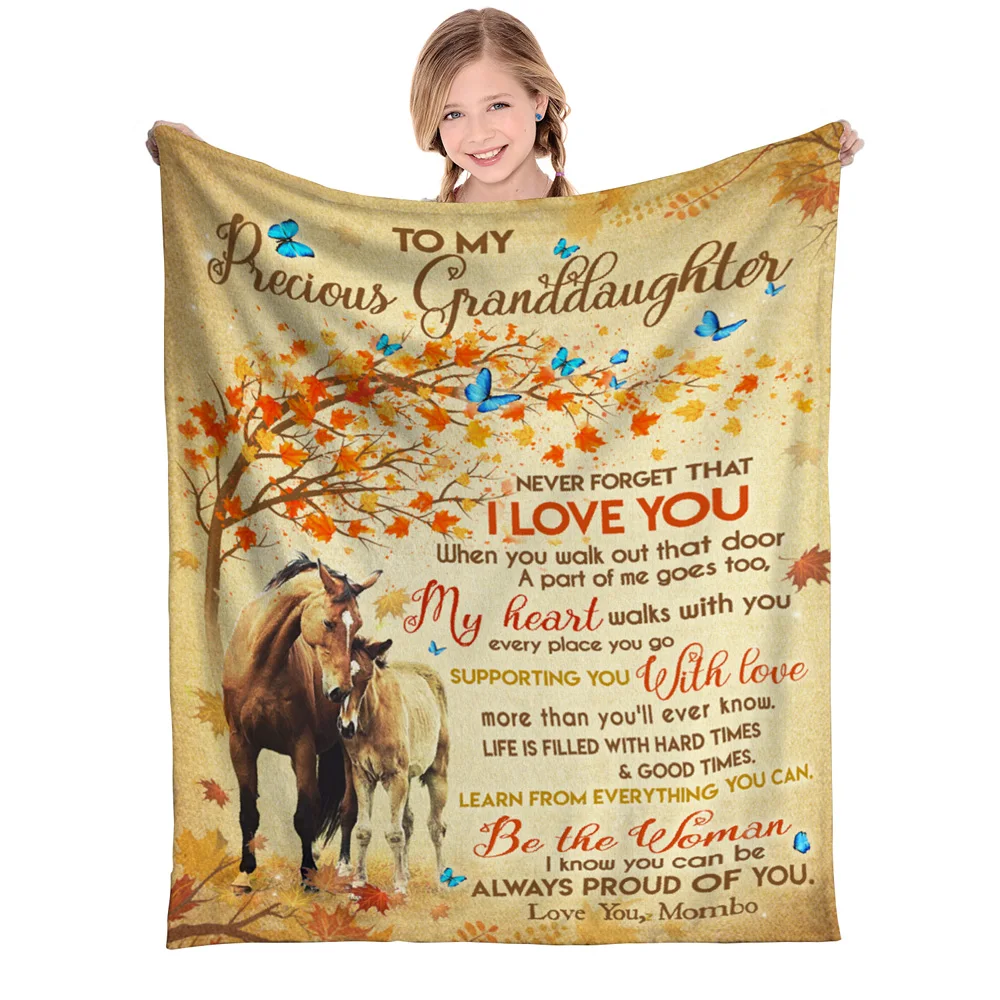 Personalized Blanket for Granddaughter Always Love Your Grandmother Gives You the Best Printed Horse Butterfly Blanket