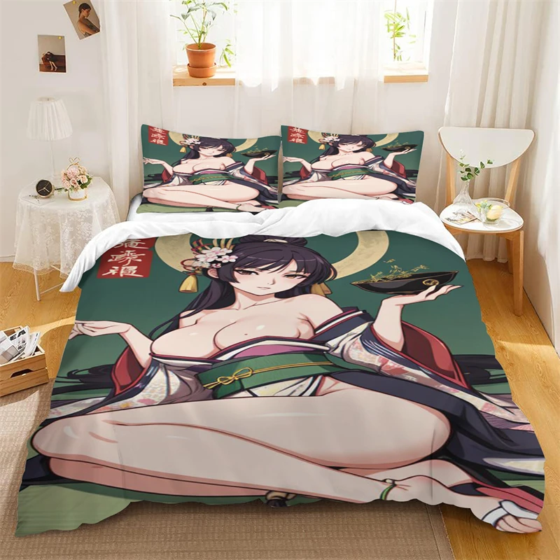 

Duvet Cover 3pcs Sexy Anime Girls Japanese Geisha Pattern Customizable Soft and Comfortable Room Decoration Otaku Exclusive