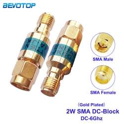 1Pcs 2W DC-6GHz DC-Block SMA Male Plug to SMA Female Connecotr 50ohm Gold plated RF Coaxial Block SWR≤1.2 DC blocker Connector