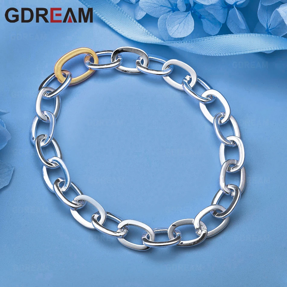 

GDREAM 925 Sterling Silver Chain Bracelet Trendy European And American Retro Party Accessories