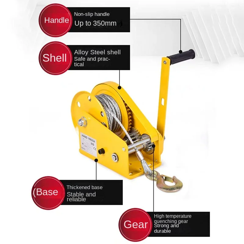 Verricello manuale autobloccante a due vie da 1200 libbre con freno automatico verricello manuale verricello per trattore verricello portatile e fune metallica da 5m