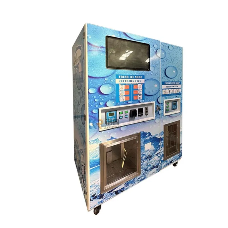 Water Cube Dispenser Vending Machine 100kg/24h Commercial Automatic Portable Self Serve Hotel Crystal Ice Maker