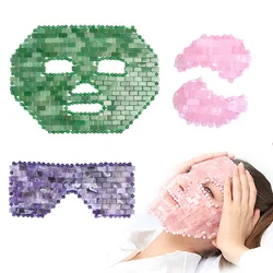 Eyes Sleeping Face Mask Cold Therapy Wrinkle Removal Anti-Aging Natural Crystal Amethyst Stone Jade Facial Massage Tool Set Gift