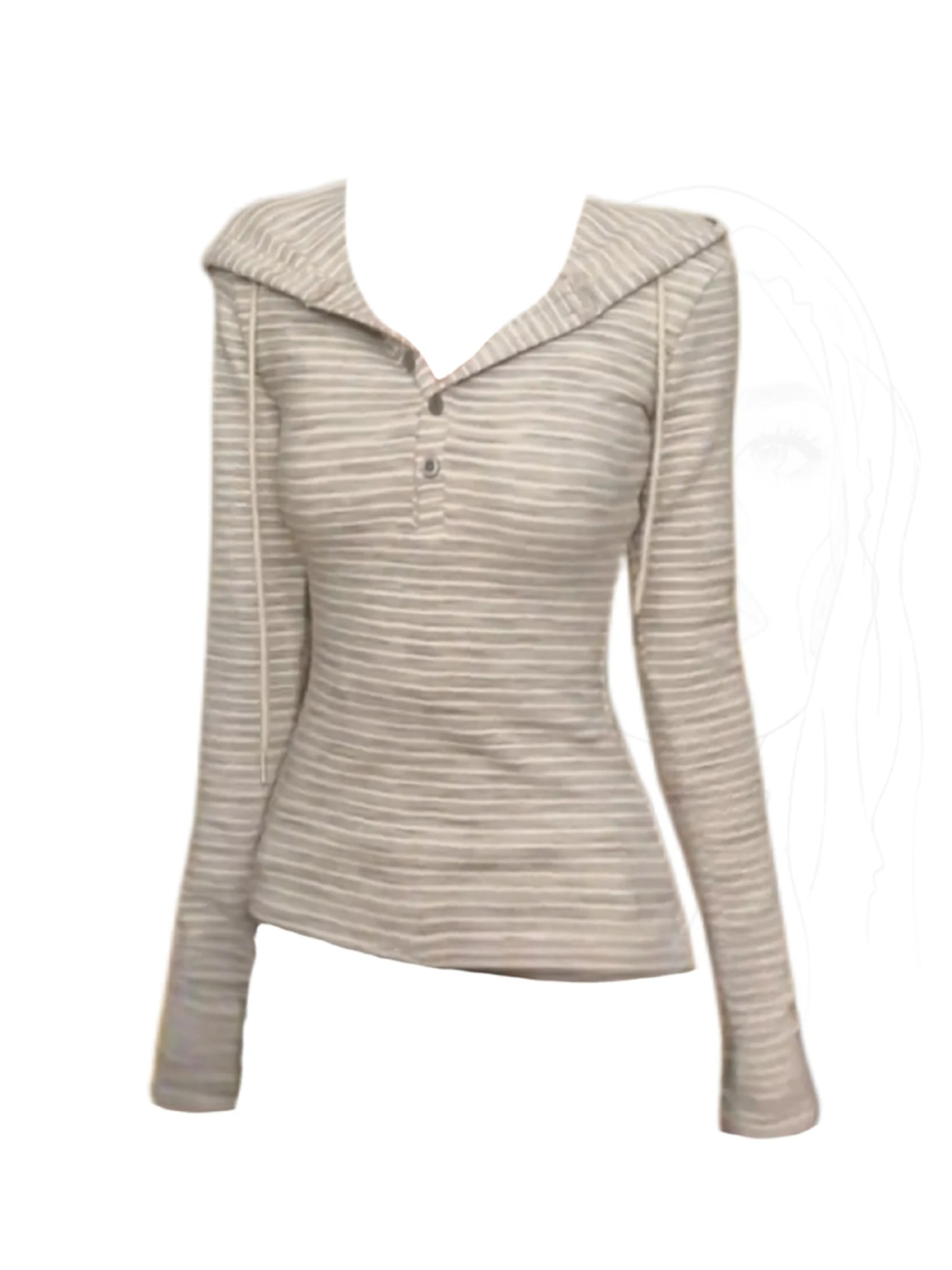 

Женская абрикосовая толстовка в полоску, эстетичная футболка Y2k Gyaru, винтажная футболка с длинными рукавами, одежда 2000-х годов, весна-осень 2025