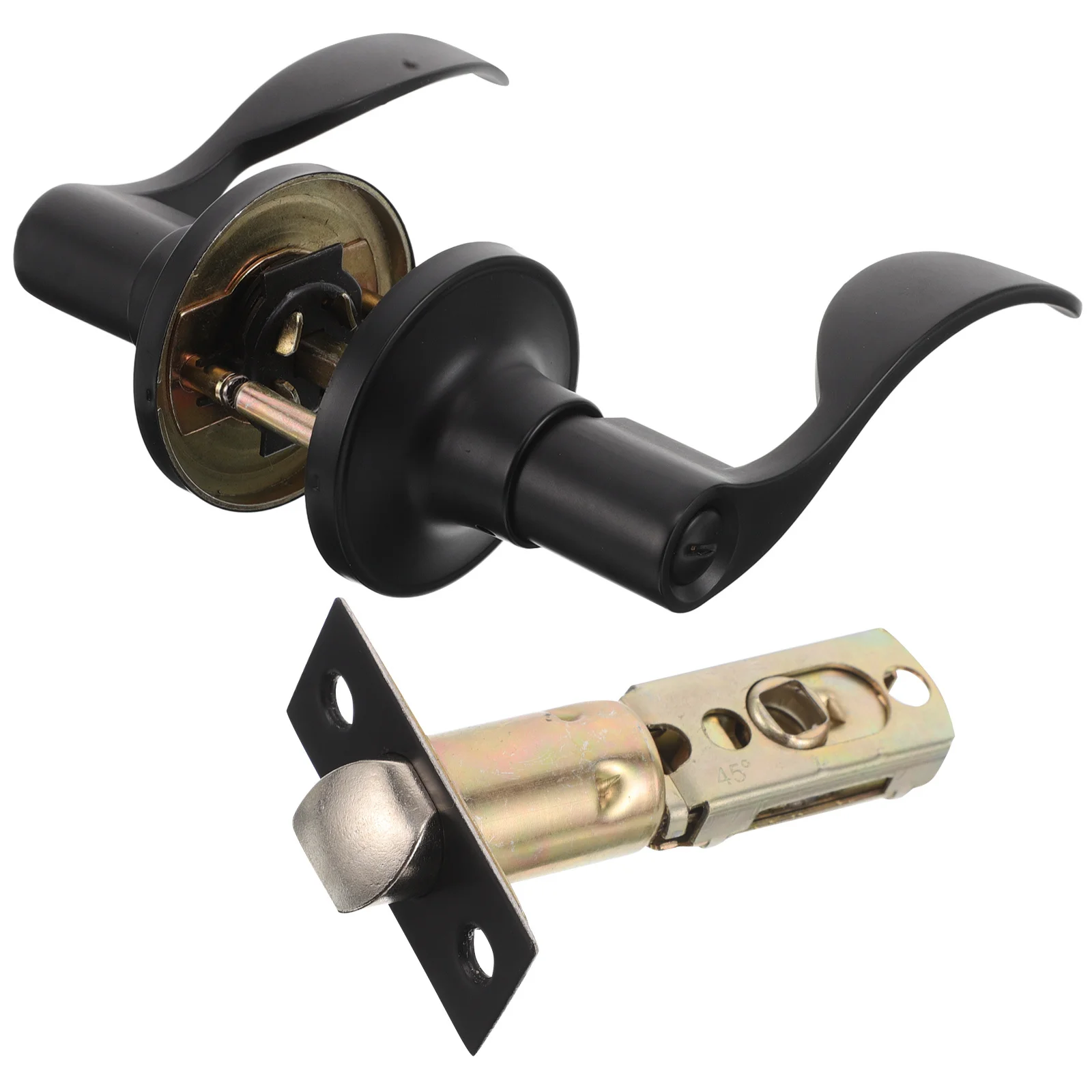 

Wave Style Matte Black Door Handle Lock Key Quiet Operation Bedroom Bathroom Living Room Privacy Door Lever Entry Interior