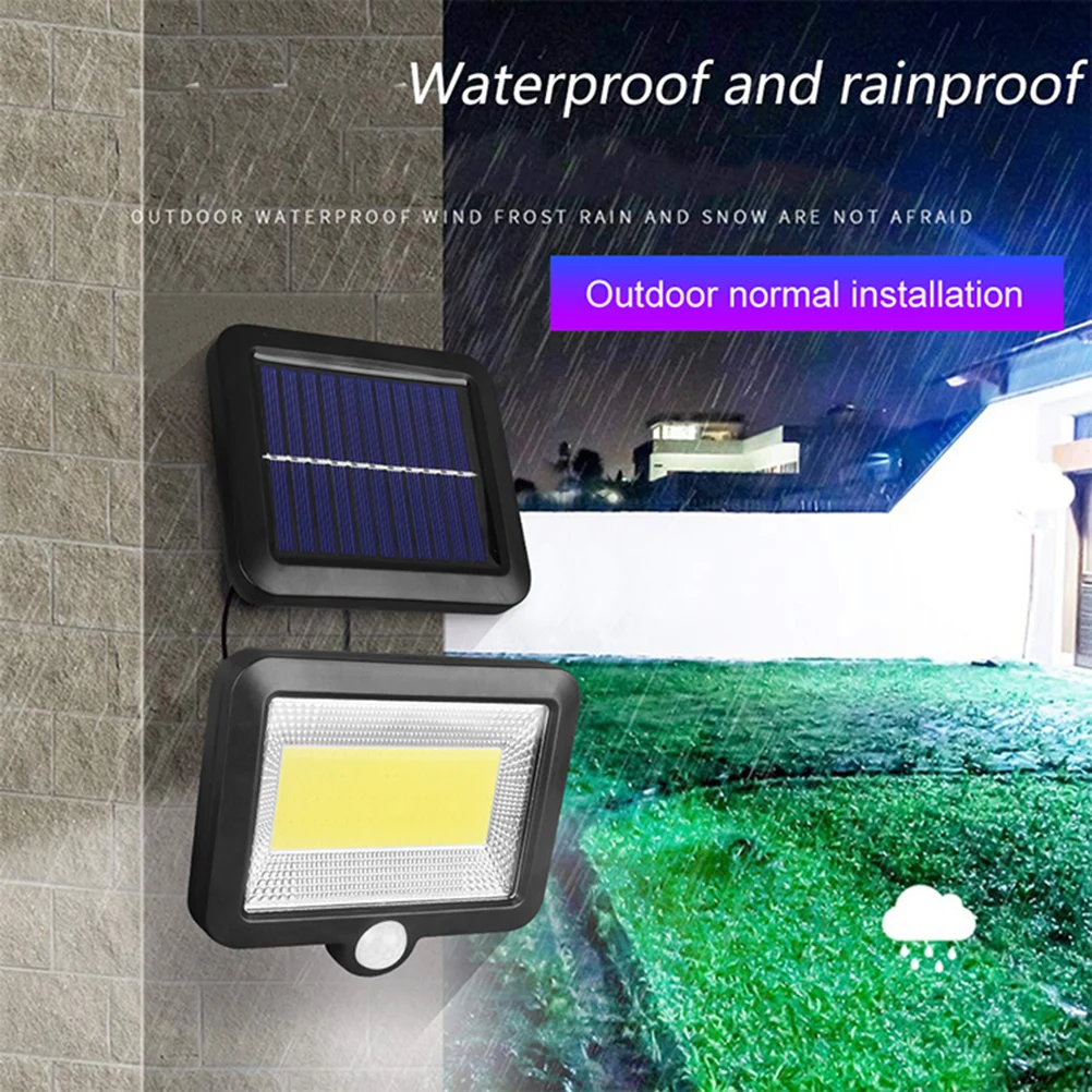 

Solar Sensor Wall Lamp Cob Super Bright Outdoor Ip65 Waterproof Body Sensing Light Black 5M Extension Line Dusk To