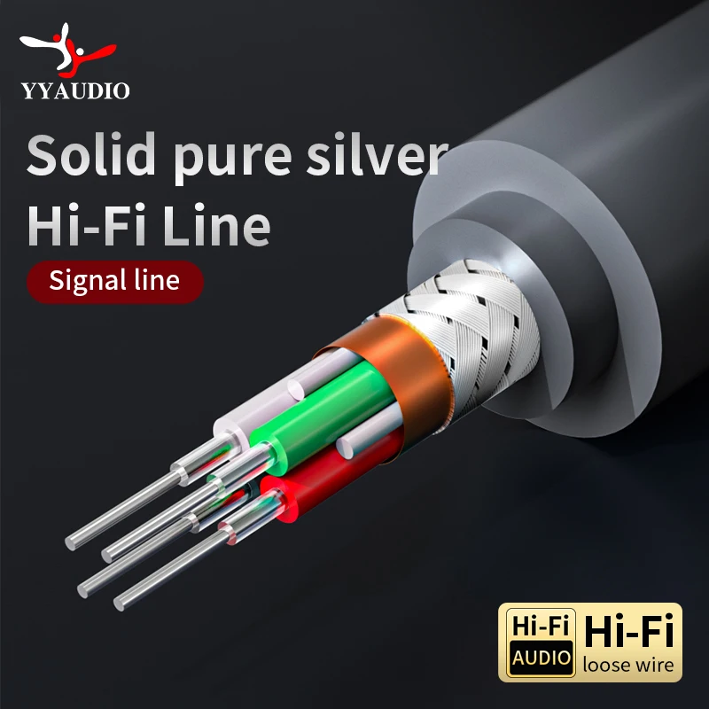 YYAUDIO Сигнальный кабель из чистого серебра HIFI AUDIO, 4-жильный экранированный провод для усилителя, CD, DIY, 12 мм, аудиокабель Ag Interconnect.