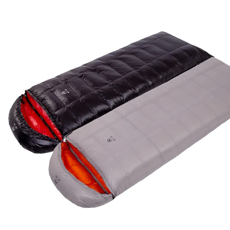 

Filling 600g/800g/1000g Single Person Adult White Goose Down Envelope Sleeping Bag with Cap Outdoor Camping Can Spliced Together