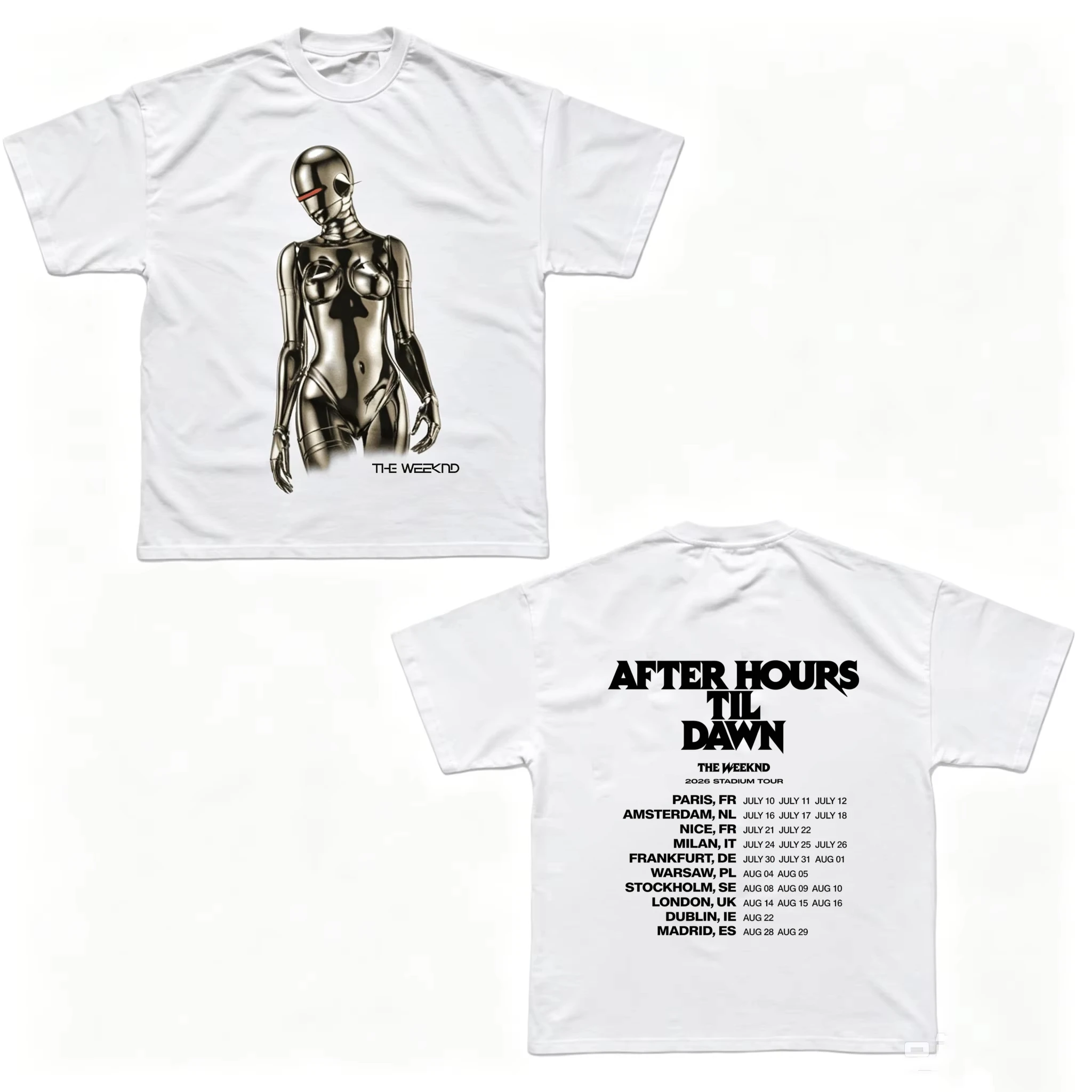 After Hours Til Dawn Tour Europe graphic 2026 The Weeknd T-shirt 100%Cotton Men's Women's Popular Fashion Casual Tshirt Y2k Tops