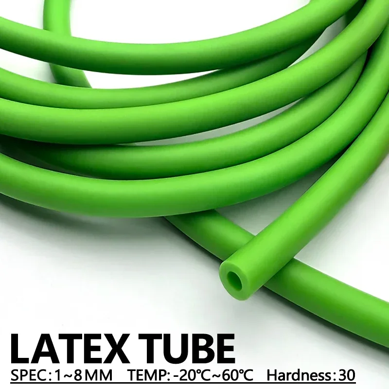 Green Natural Latex Hose 1.6 2 3 4 5 6 8mm 1M-5M High Resilience Elastic Anti-freeze Tube for Slingshot Making & Craft Projects