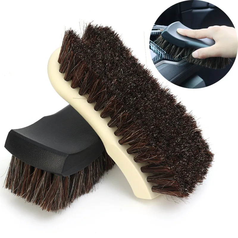 

Genuine Horsehair Car Interior Leather Cleaning Brush Soft Horsehair Wheel Detailing Brushes Auto Cleaning and Washing Tools