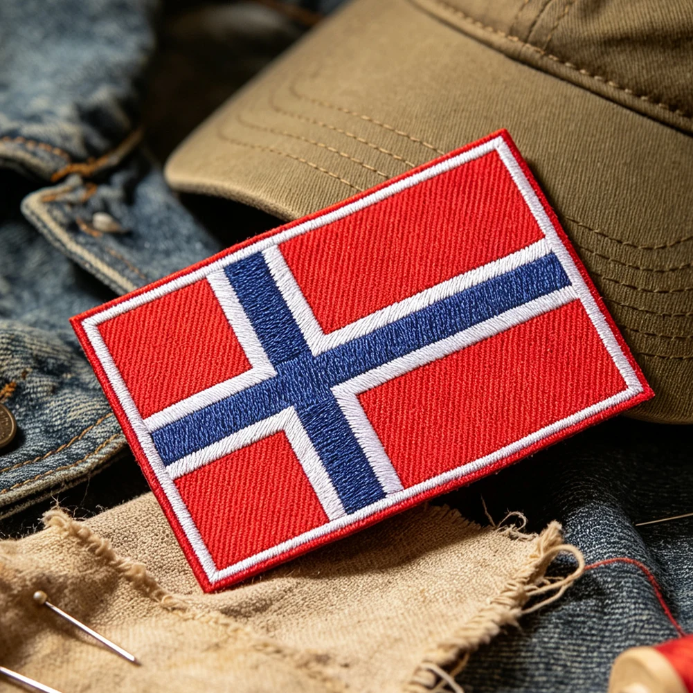 Norwegische Flagge, gesticktes Applikationsabzeichen, Nationalflaggen-Patch für Kleidung, Jacke, Rucksack, Mütze, Reisesouvenir, DIY-Basteldekoration – Detail 5