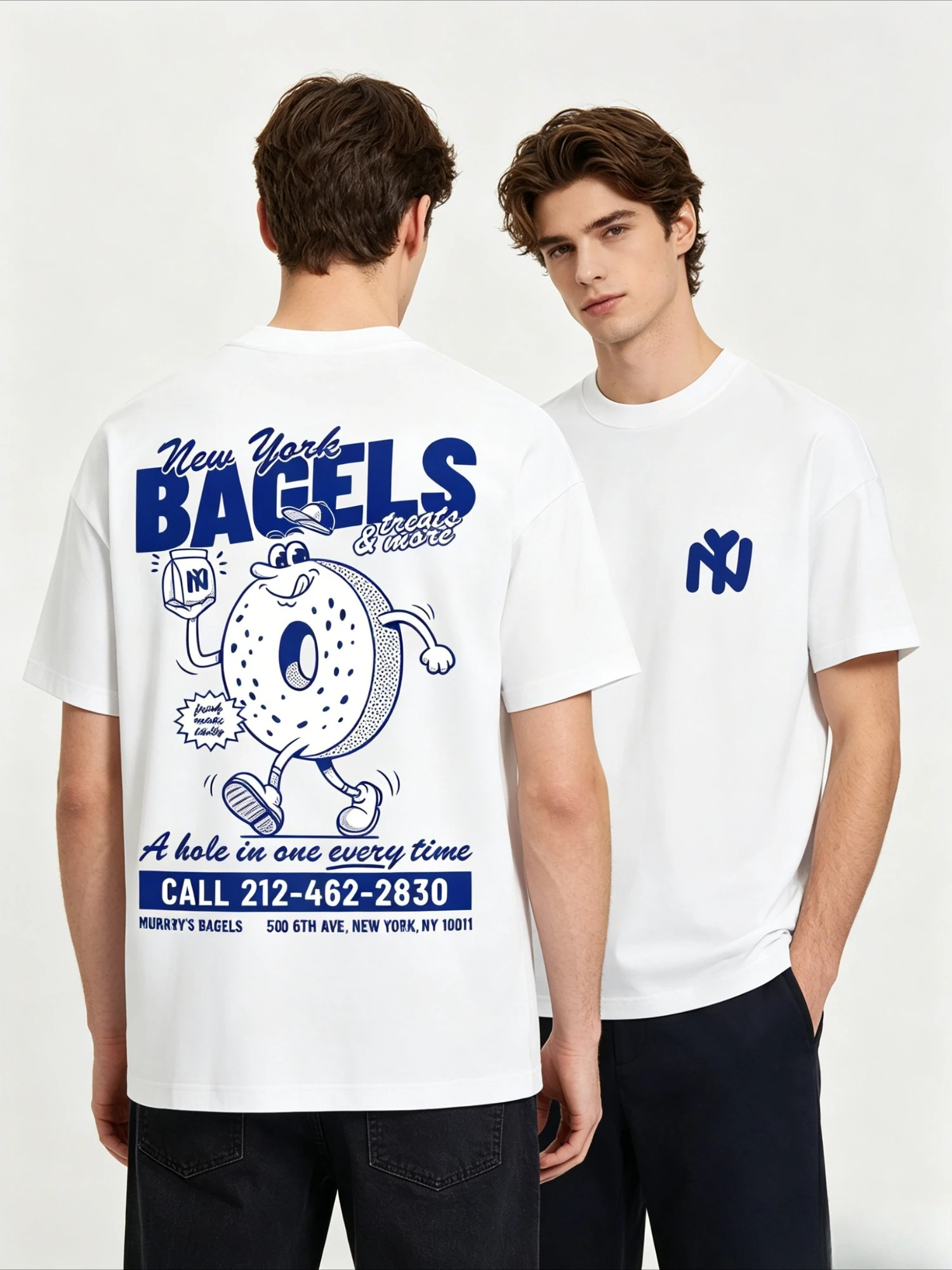 Men'S Fashion Nyc - New York Bagels Retro Cartoon Food