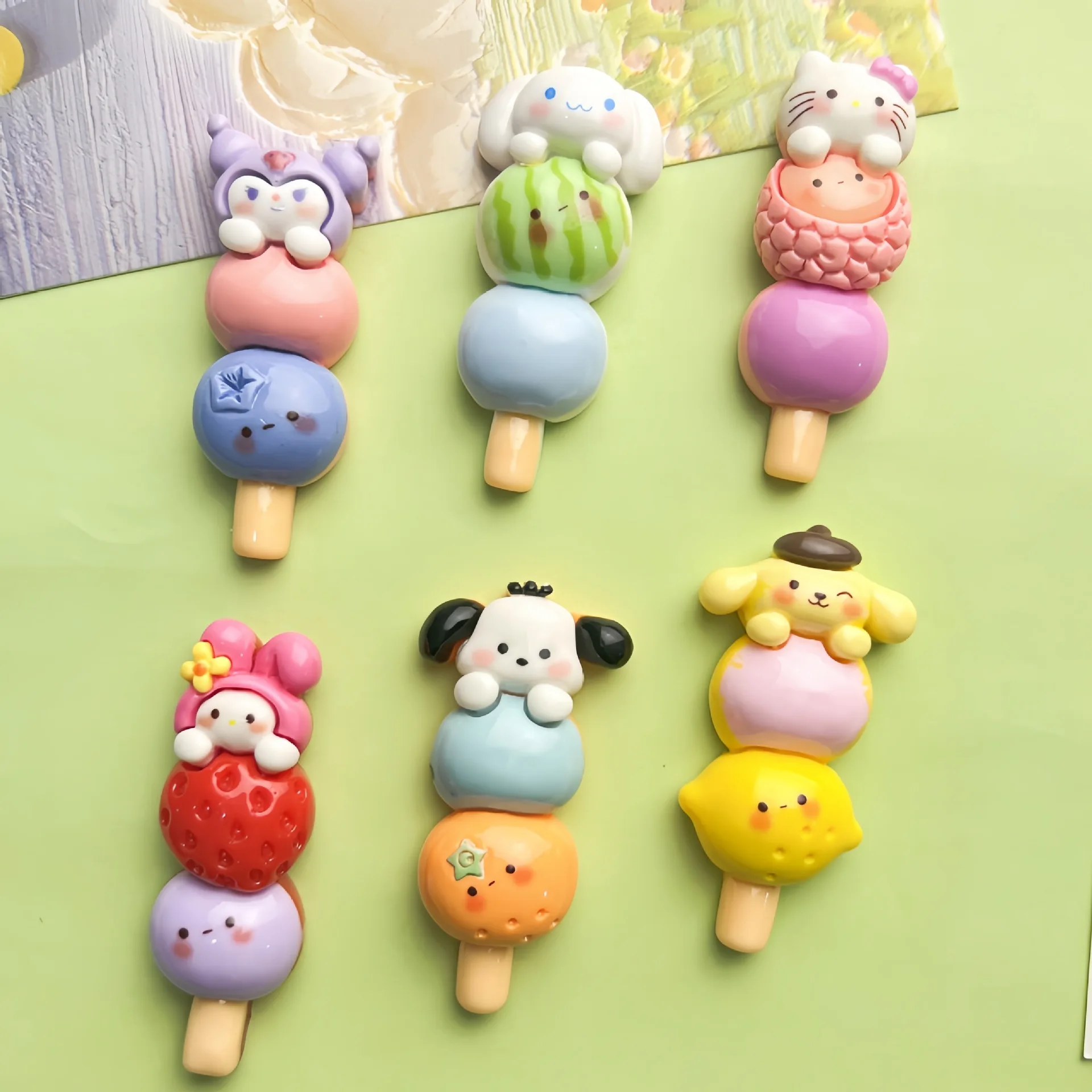 2Pcs Cute sanrio lollipop series Cartoon Resin Flatback Handmade Resin Accessories Crafts Materials Scrapbooking Embellishments