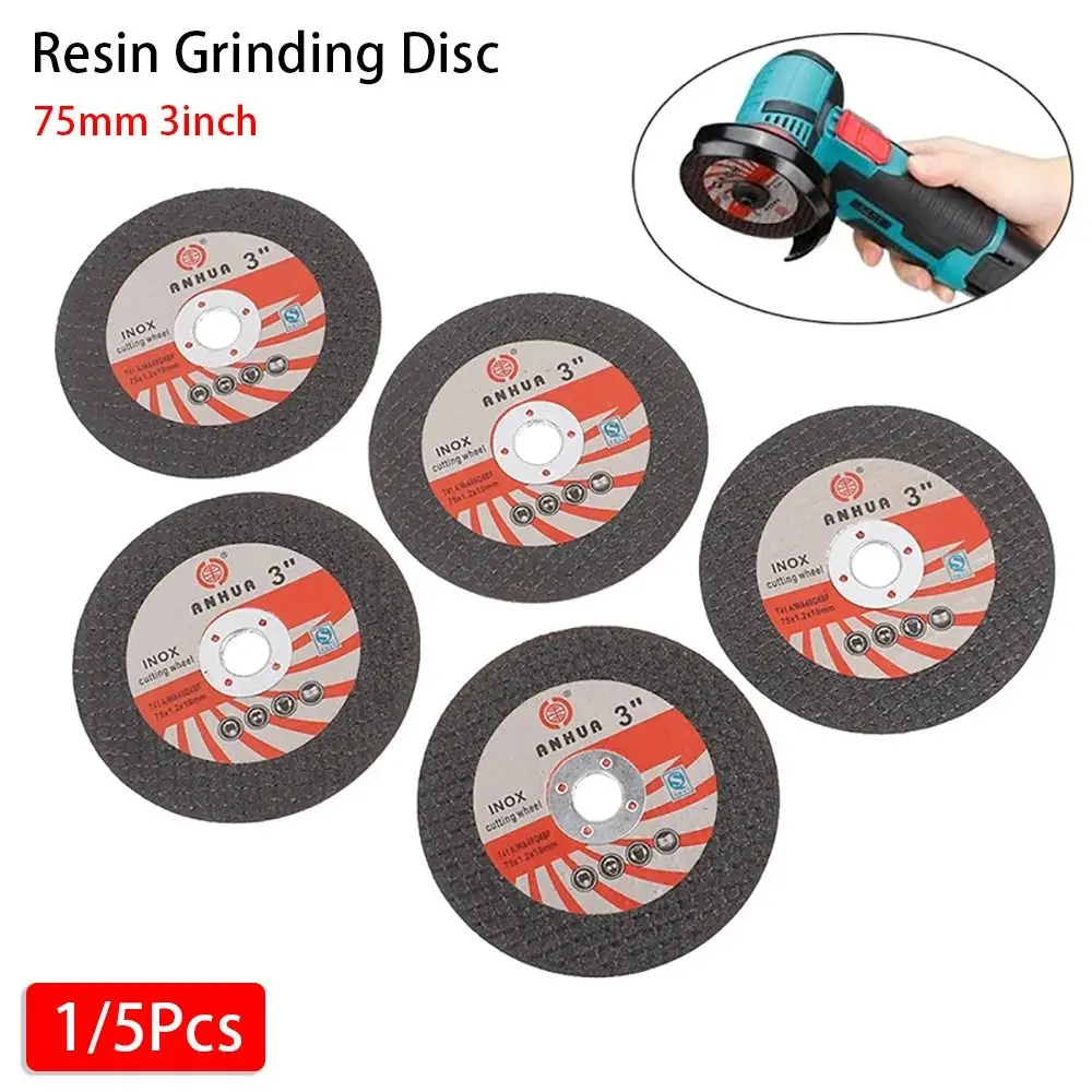 1/5Pcs 75mm 3inch Mini Resin Grinding Wheel Disc Wood Tile Marble Cutting Polishing Sheet For 12V Mini Angle Grinder Hand Tool