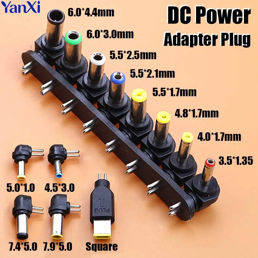5/8pcs DC Power Male Plug Connector 2 Pin Charging Adapter Converter Plug For Notebook Laptop Tablets PC HP Dell IBM Ports