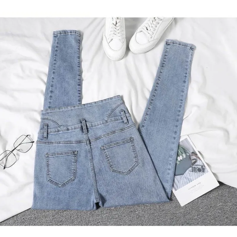 2023 New High Waist Vintage Jeans for Women Spring Autumn Winter Slim Versatile Slim Casual Pencil Elastic Tight Slim-fit Pants