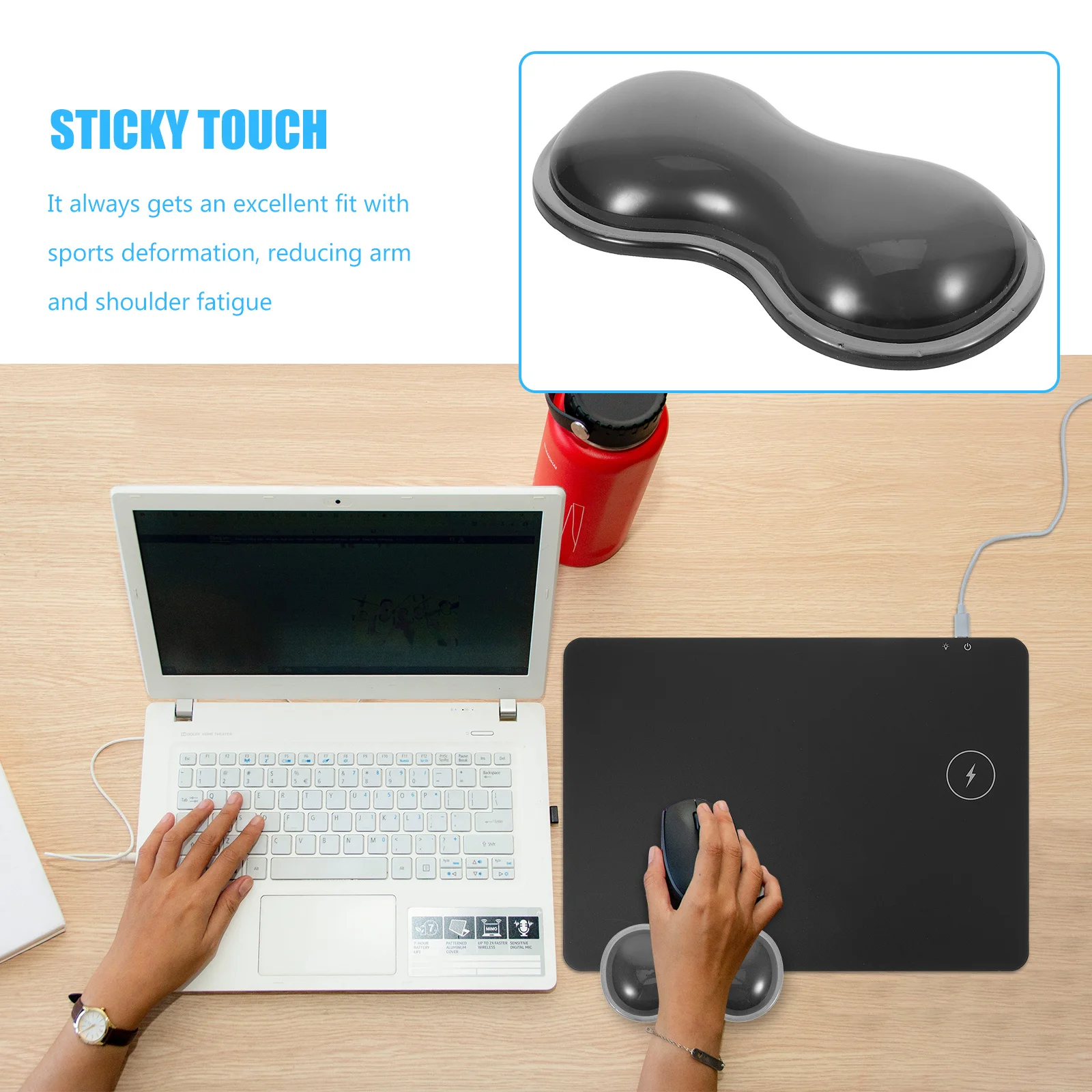 Black Silicone Non Slip Mouse Wrist Rest Pad Gel Support Ergonomic Office Computer Gaming Laptop Mat Mouse Wrist Pad